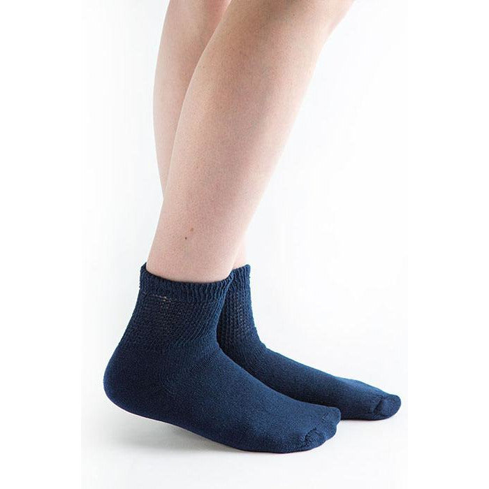 Doc Ortho Loose Fit Diabetic 1/4 Crew Socks, 3 pairs, Navy