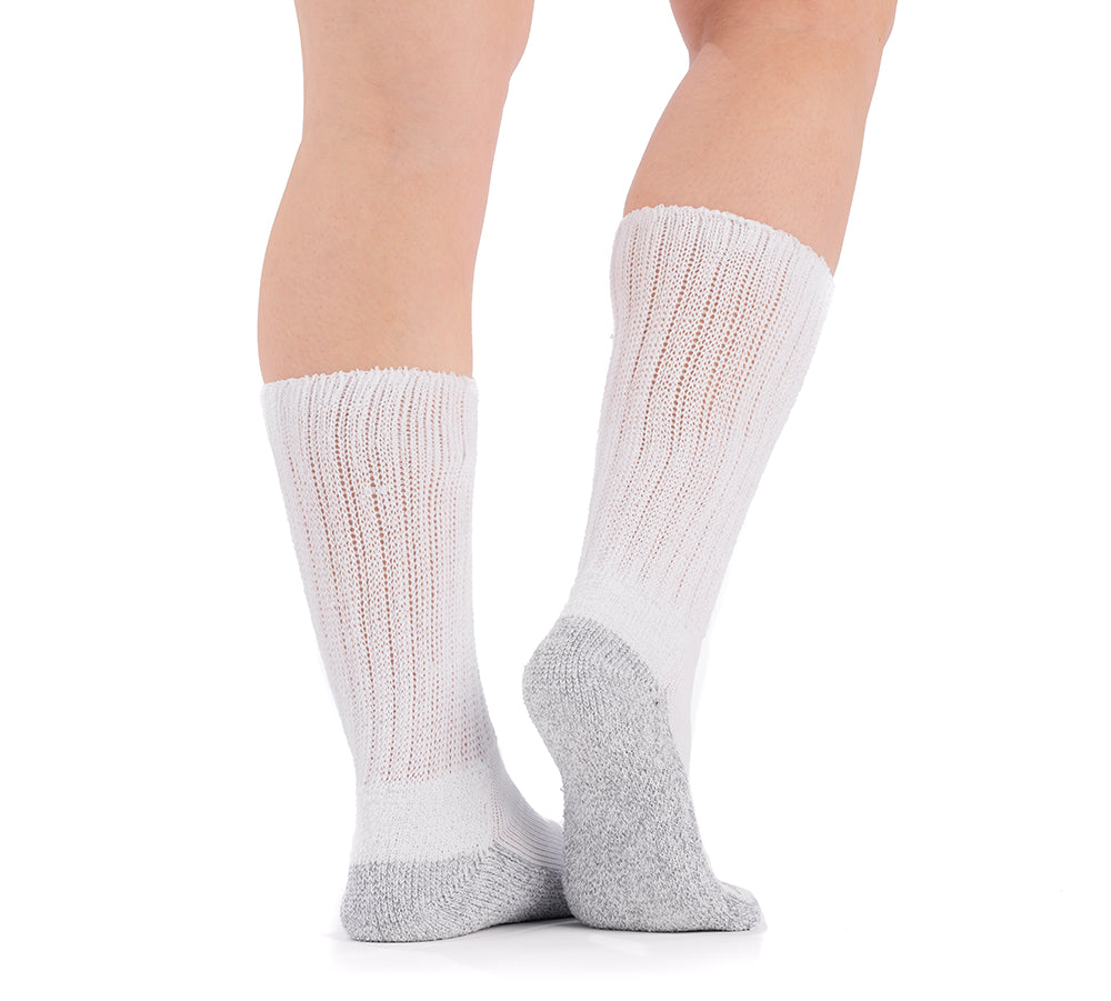 Doc Ortho Casual Comfort Antimicrobial Diabetic Crew Socks, White