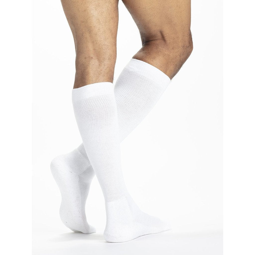 Sigvaris 602 Diabetic Men's 18-25 mmHg Knee High Compression Socks, White