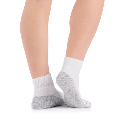Doc Ortho Casual Comfort Antimicrobial Diabetic 1/4 Crew Socks, White, Back