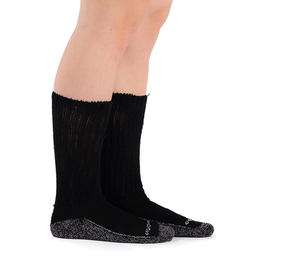 Doc Ortho Casual Comfort Antimicrobial Diabetic Crew Socks, Black, Back