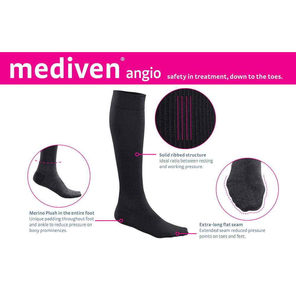Mediven Angio 15-20 mmhg Knee High, Black, Detail