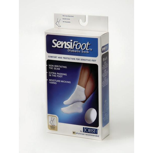 Jobst Sensifoot 8-15 mmHg Diabetic Mini-Crew Socks, White