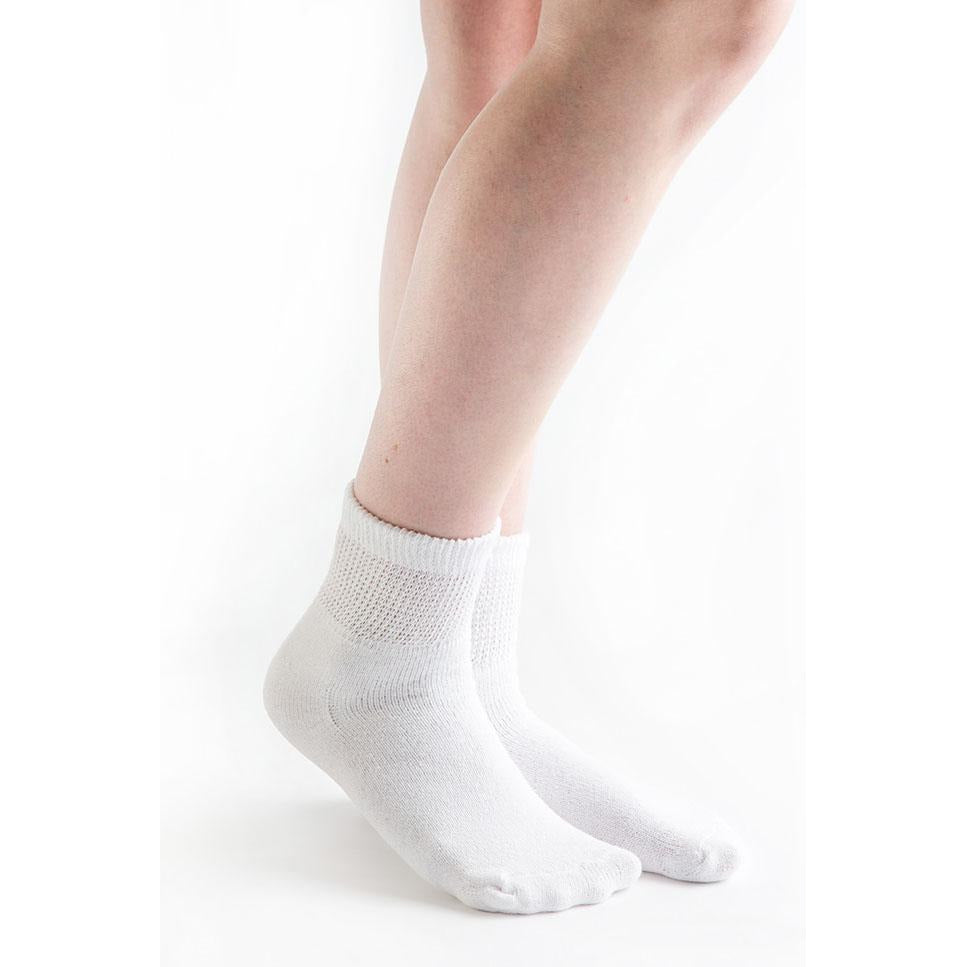 Doc Ortho Loose Fit Diabetic 1/4 Crew Socks, 3 pairs, White