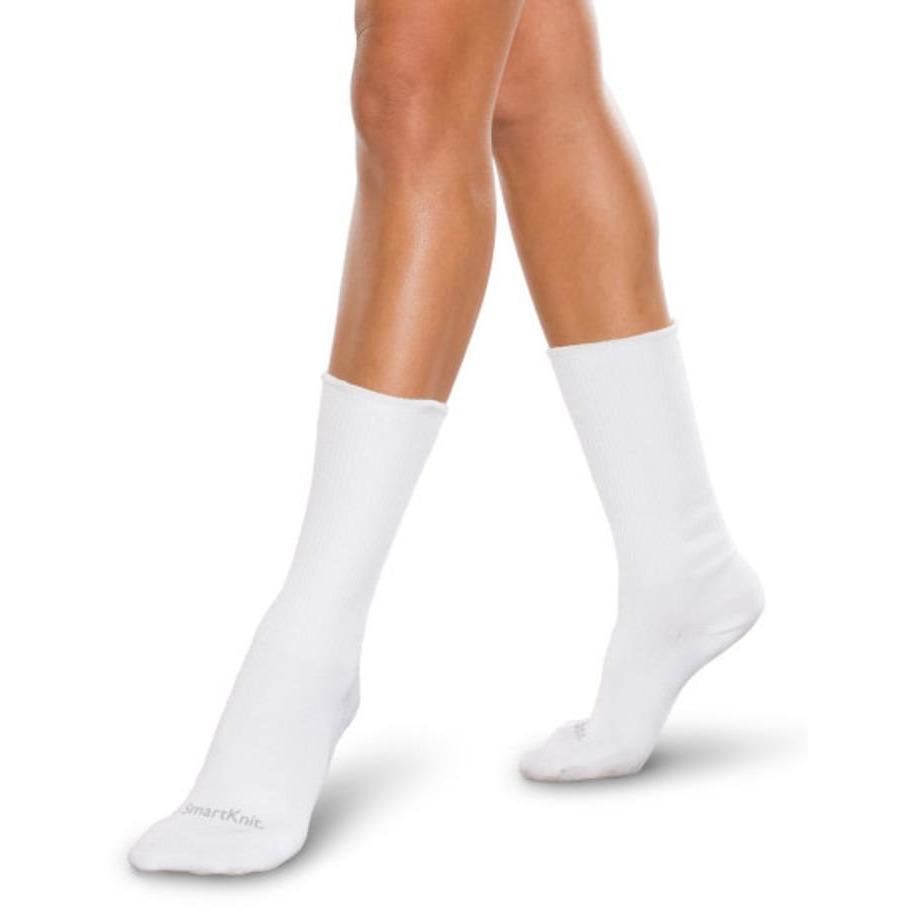 SmartKnit Seamless Diabetic Crew Socks, White