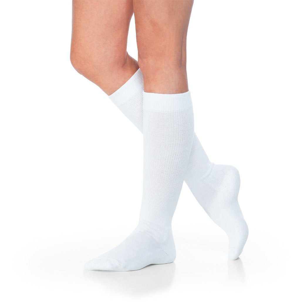Sigvaris 160 Eversoft Diabetic 8-15 mmHg Knee High Compression Socks, White